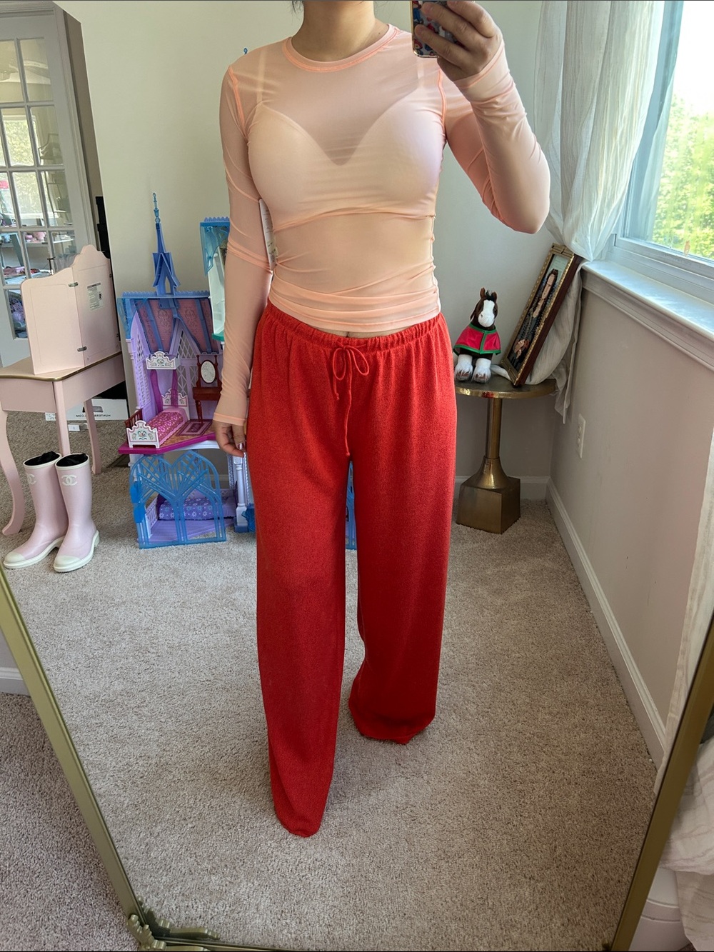 Zara red wide leg pants. S-M